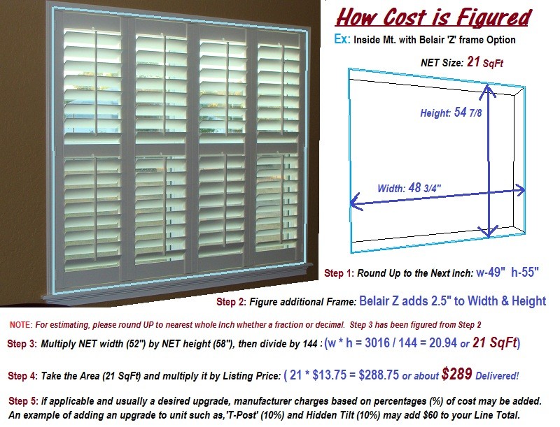 PLANTATION SHUTTERSOrder ANY Custom Size by SqFt Cost