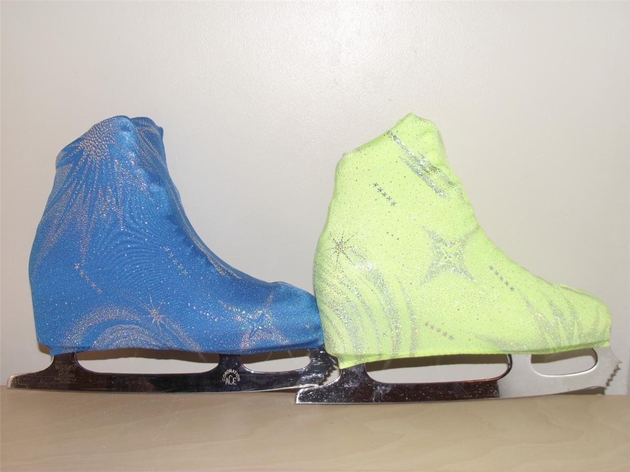 Ice Roller Skate Boot Covers Lycra Sparkly Universe pattern blue or