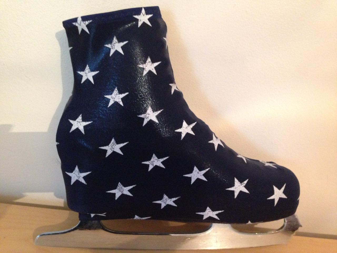 Ice Roller Skate Boot Covers Lycra patterned Navy and white stars eBay