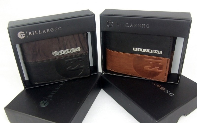 BILLABONG Mens Leather Tri Fold Surf Wallet 2in1 Brown Black Tan +Gift Box NEW eBay