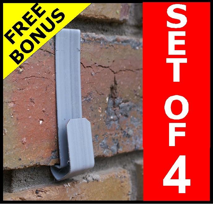 (4) NEW NO TOOLS Brick Wall Masonry Hooks Metal Picture Garden Planter Hanger