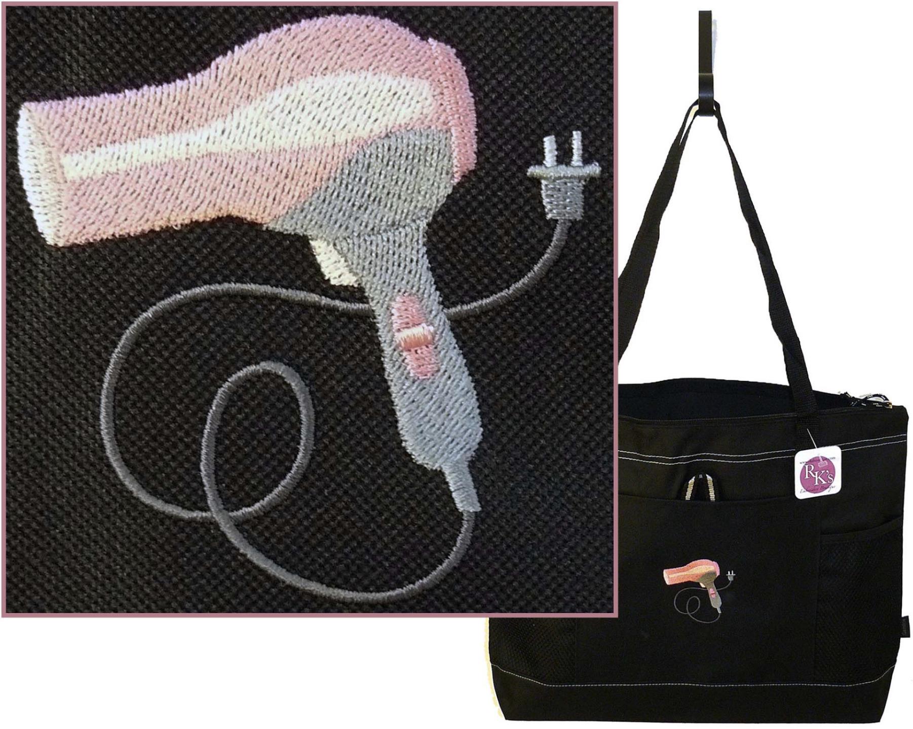 Pink Hair Dryer Gemline Select Zippered Tote Salon Stylist Monogram Bag