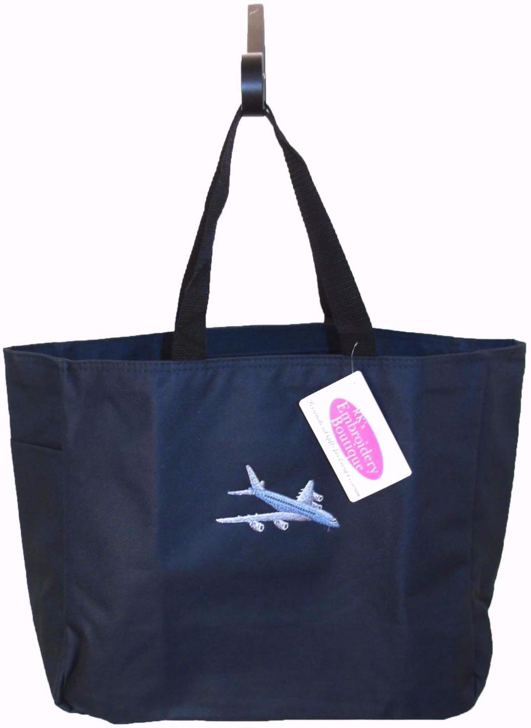Airplane Essential Tote Bag Flight Attendant Airline Custom Embroidered