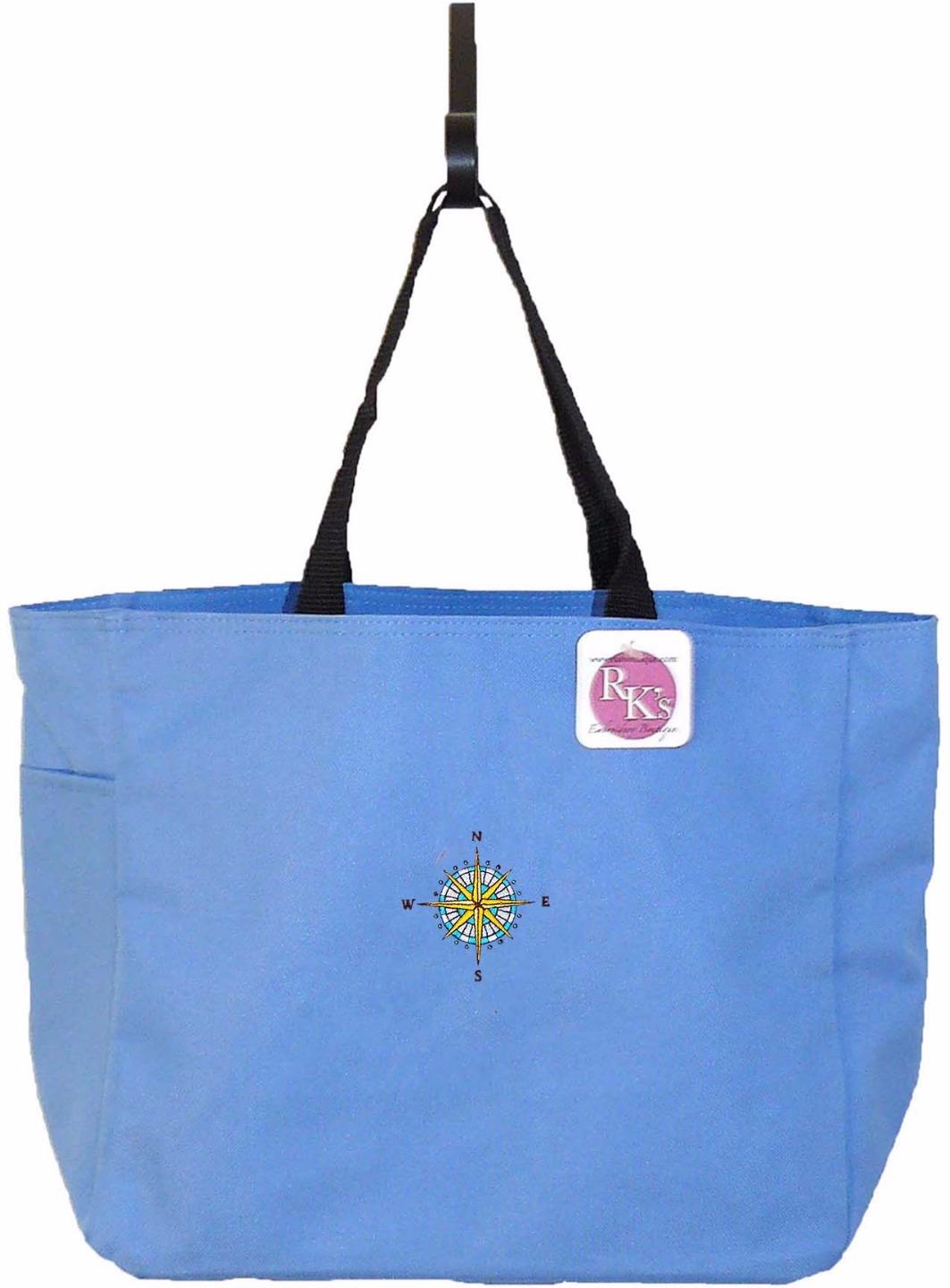 Compass Rose Nautical Sailing Cruise Vacation Custom Embroidered Tote