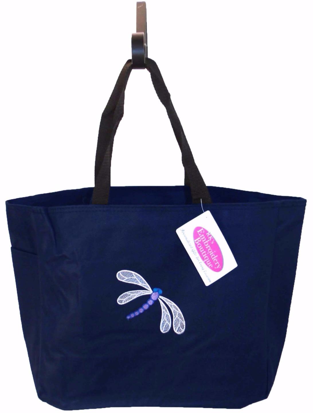 Intricate Dragonfly Beach Bag Monogram Custom Embroidered Tote + Free Name NWT