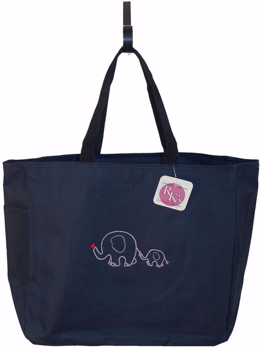 Mom & Baby Elephant Cute Drawing Diaper Bag + Free Name Custom Embroidered NWT | eBay