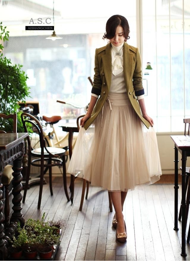 Creamcolored Summer Long Skirt Net Yarn Bohemia Women Long Dress