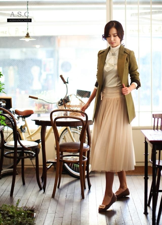 Creamcolored Summer Long Skirt Net Yarn Bohemia Women Long Dress