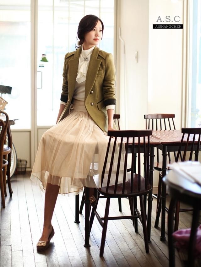 Creamcolored Summer Long Skirt Net Yarn Bohemia Women Long Dress