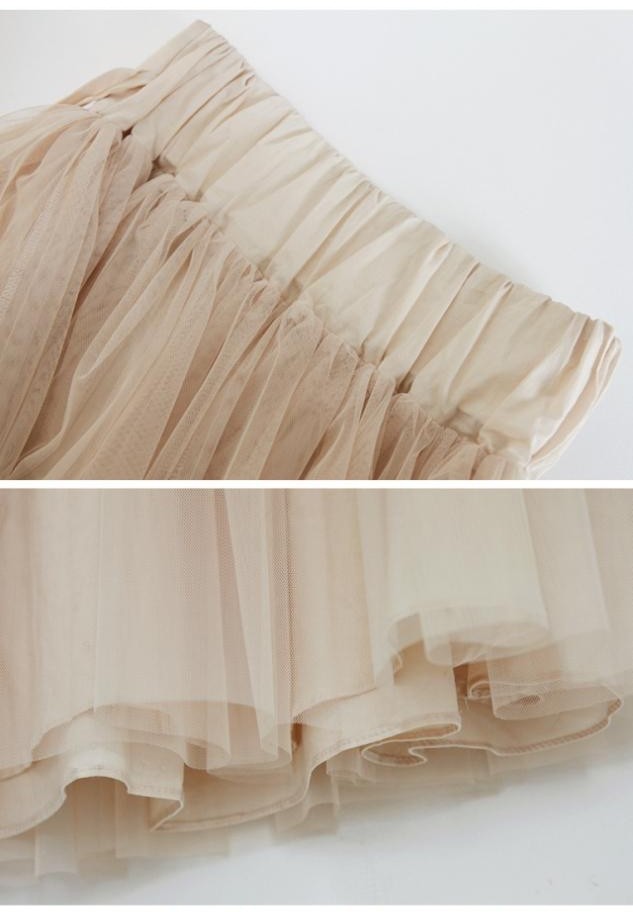 Creamcolored Summer Long Skirt Net Yarn Bohemia Women Long Dress