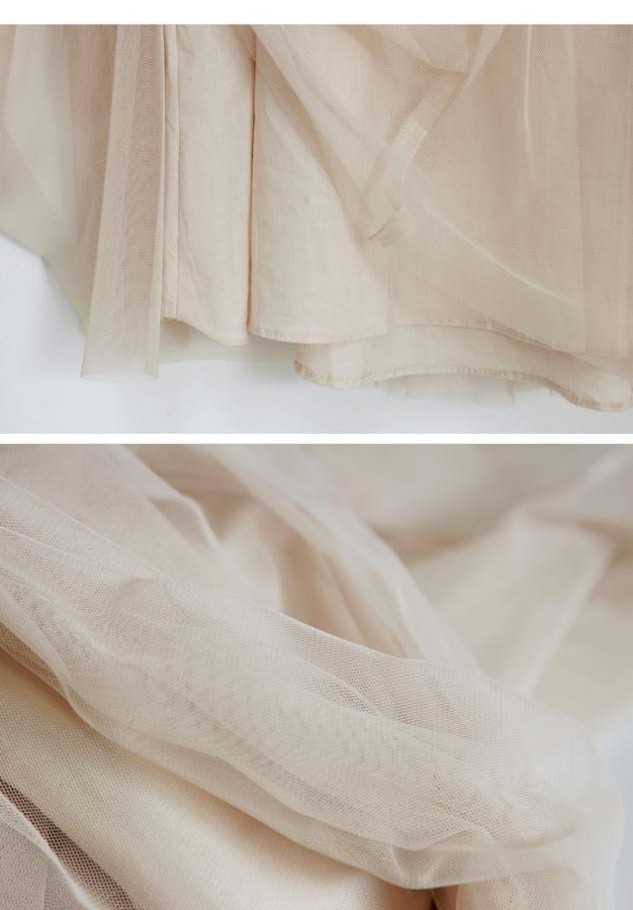 Creamcolored Summer Long Skirt Net Yarn Bohemia Women Long Dress