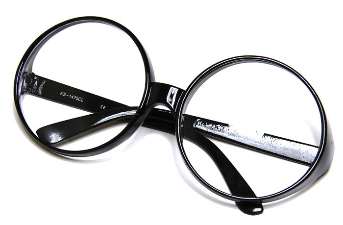 Black Frame Clear Lens Large Round Retro Wanka Oversized ...