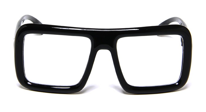 New Gloss Black Bold Thick Square Mens Extra Large Clear ...