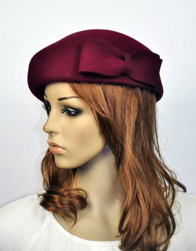 M60 Elegant Bow 100 Wool Women's Winter Church Dress Hat Cap Fedora