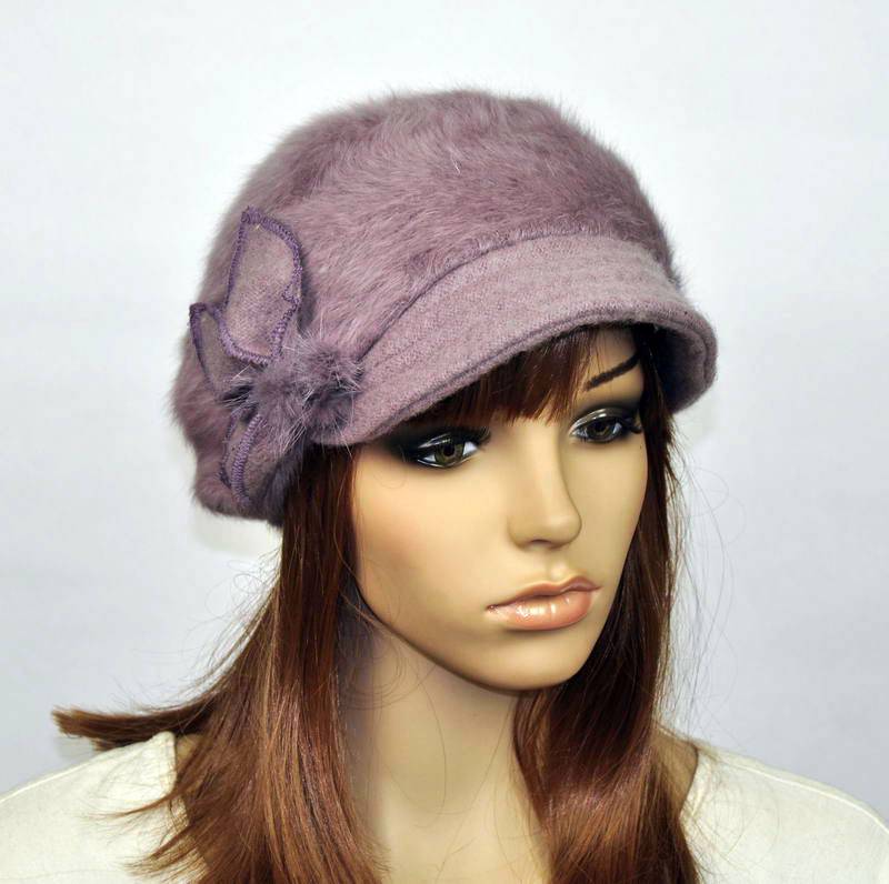 M82 Cute Rabbit Fur Soft Wool Brim Hat Women's Winter ...
