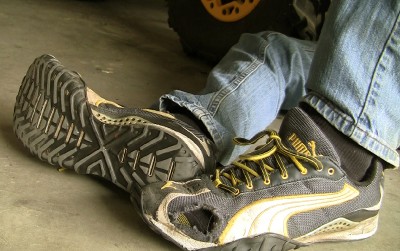well worn trashed shoes