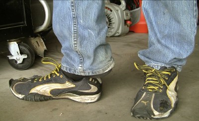 well worn trashed shoes