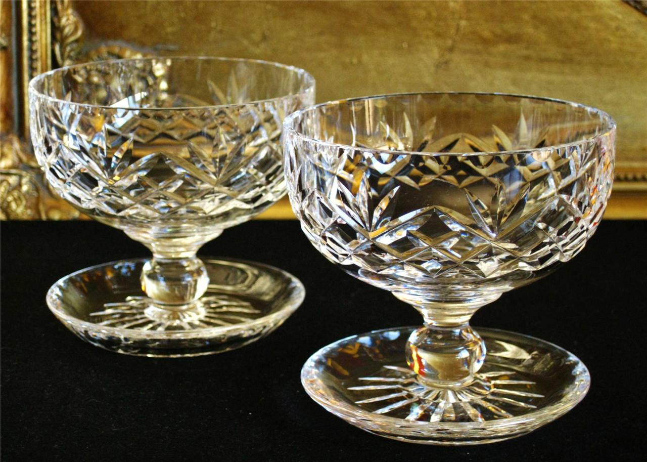 Quality Edinburgh Vintage Crystal Pair OF Saucer Footed Dessert Bowls