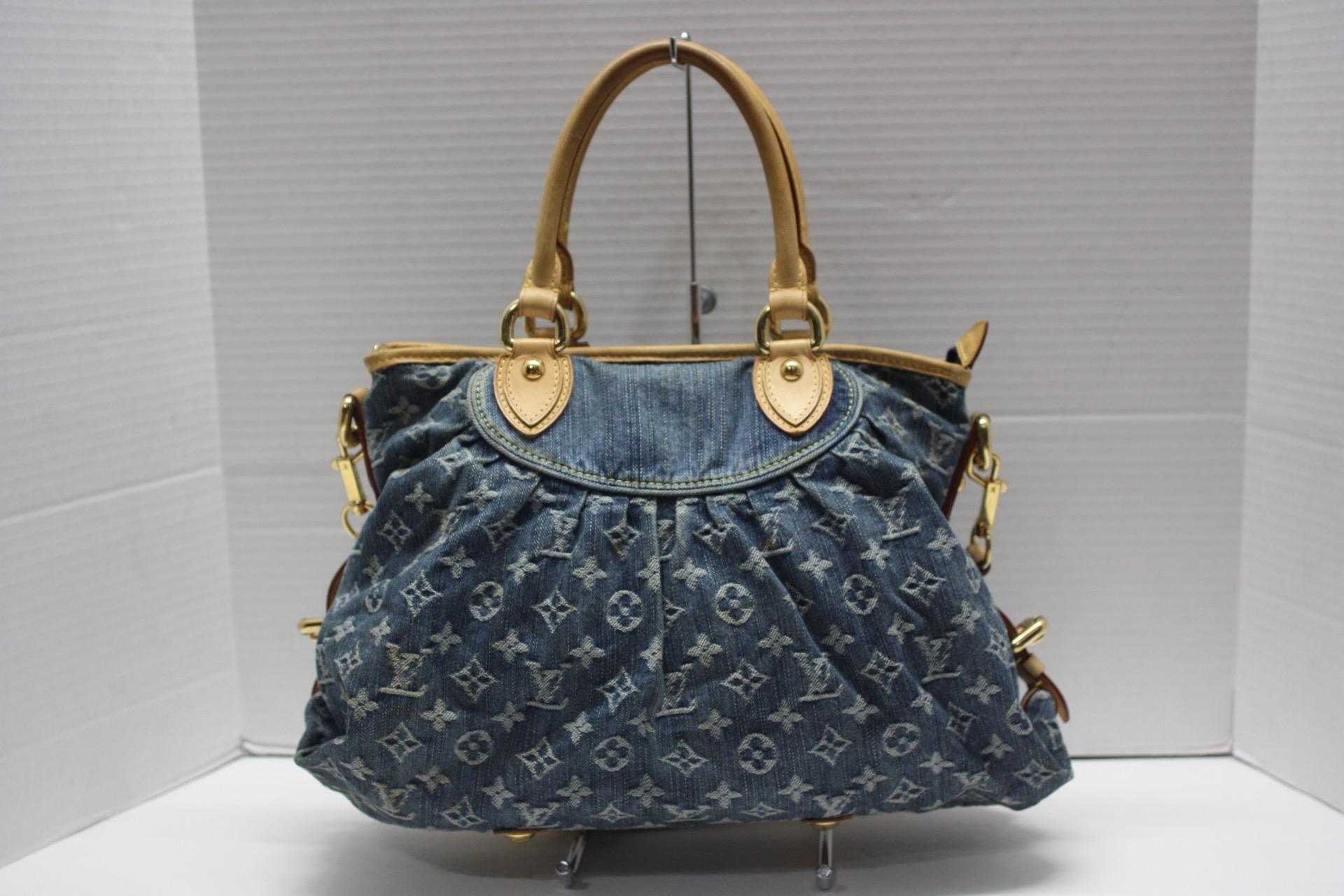 LOUIS VUITTON Blue Denim Monogram Denim Neo Cabby GM Bag Handbag Purse Satchel | eBay