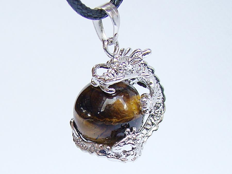 Fashion Gemstone Dragon Ball Round Pendant Necklace Agate Amethyst Quartz Opal - Picture 4 of 10