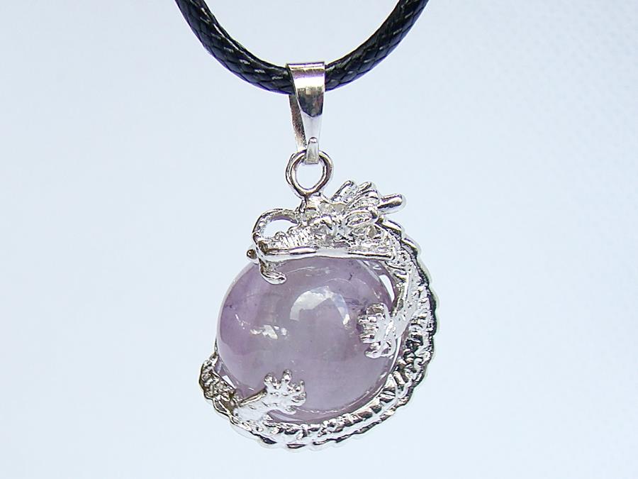 Fashion Gemstone Dragon Ball Round Pendant Necklace Agate Amethyst Quartz Opal - Picture 5 of 10
