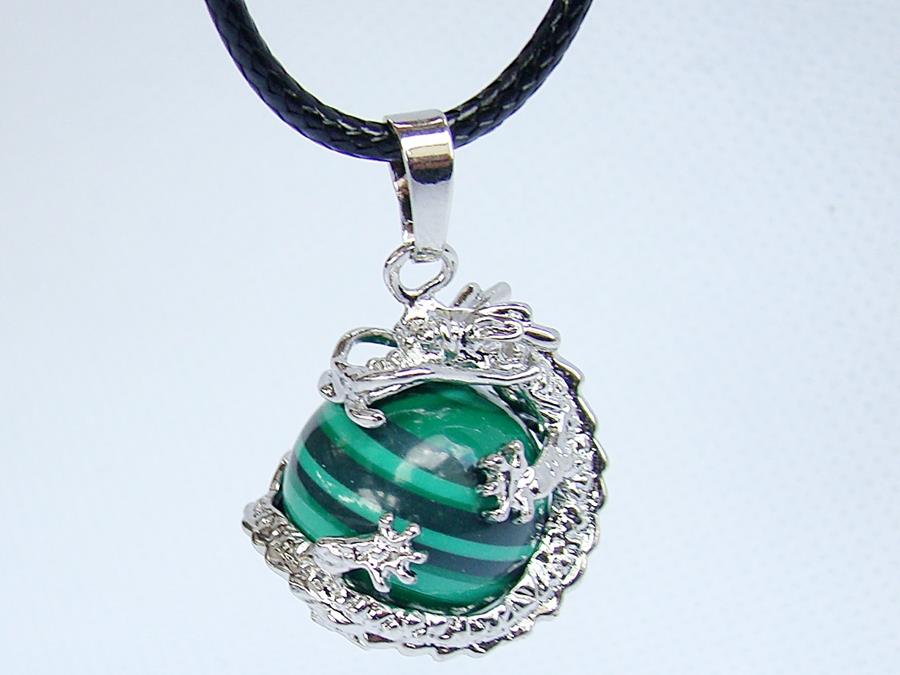 Fashion Gemstone Dragon Ball Round Pendant Necklace Agate Amethyst Quartz Opal - Picture 7 of 10