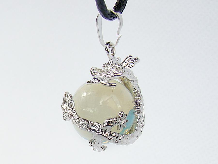 Fashion Gemstone Dragon Ball Round Pendant Necklace Agate Amethyst Quartz Opal - Picture 10 of 10
