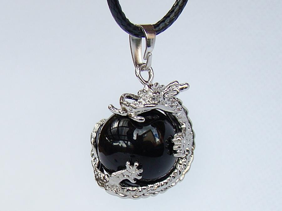 Fashion Gemstone Dragon Ball Round Pendant Necklace Agate Amethyst Quartz Opal - Picture 2 of 10