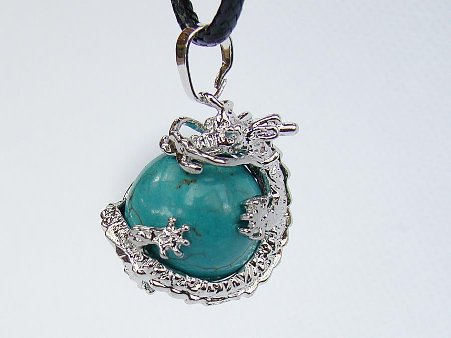 Fashion Gemstone Dragon Ball Round Pendant Necklace Agate Amethyst Quartz Opal - Picture 3 of 10