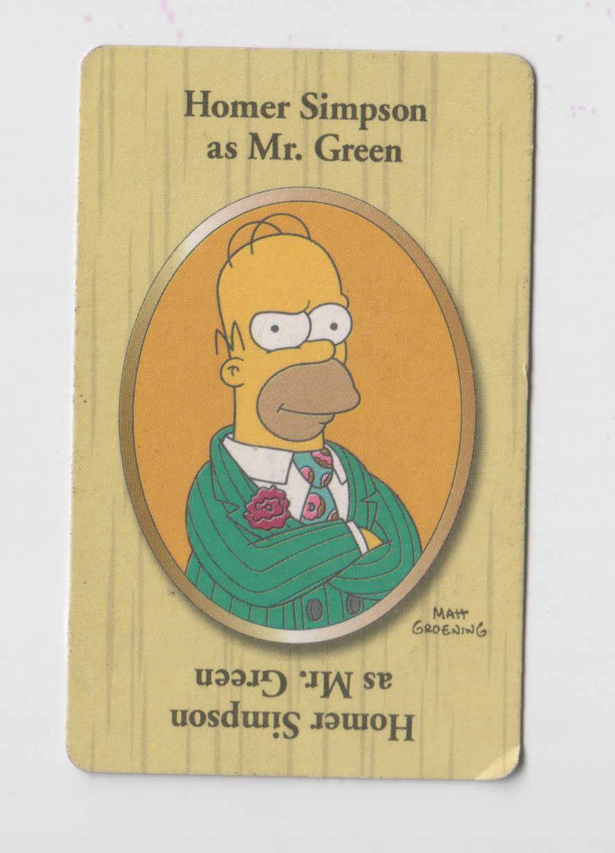 The Simpsons Homer Mr Green Card Clue Board Game (2nd Edition) Parker