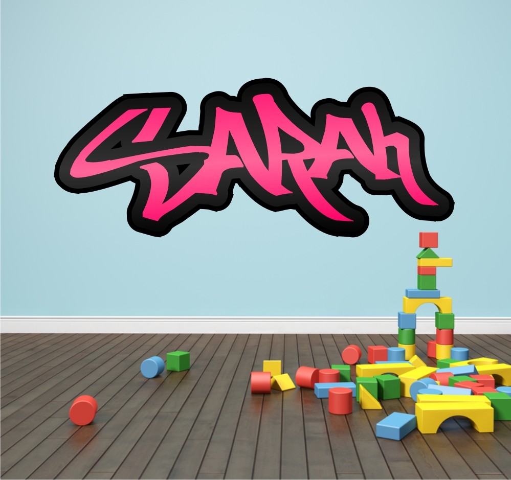 Personalised Graffiti Name Wall Sticker Mural Art Boys Girls Bedroom Full Colour eBay