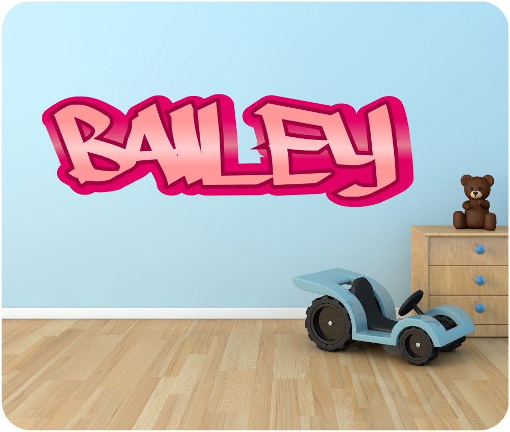 Personalised Graffiti Name Wall Sticker Kids Transfer HUGE Bedroom Room