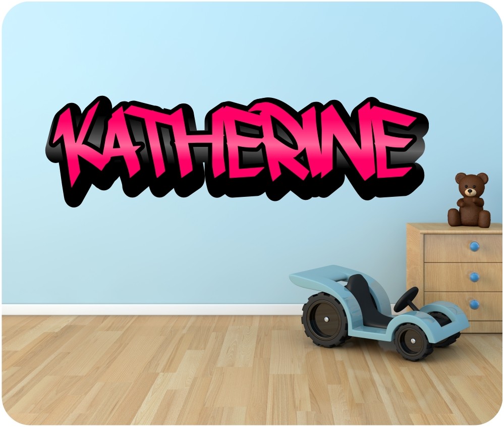 Personalised Graffiti Name Wall Sticker Kids Transfer HUGE Bedroom Room