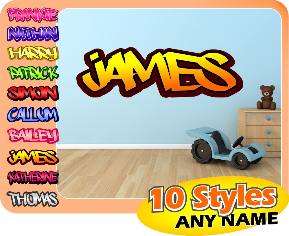 Personalised Graffiti Name Wall Sticker Mural Art Boys Girls 