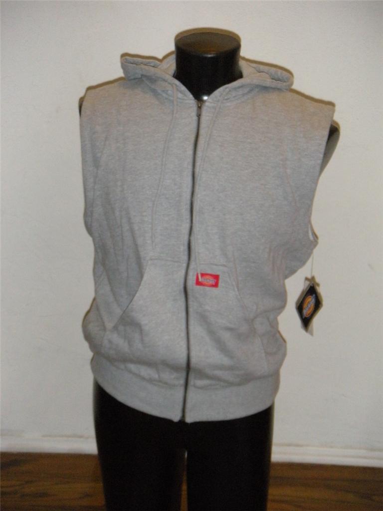 Dickies Men Hooded Zipup Vest light gray Medium NWT eBay