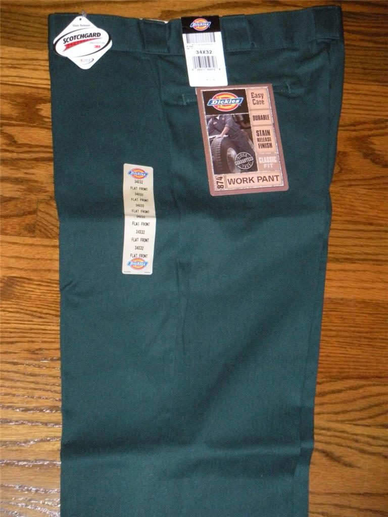 DICKIES MENS CLASSIC FIT WORK PANTS Hunter Green Durable 874 NWT
