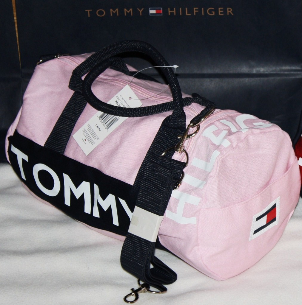 NWT TOMMY HILFIGER SMALL MINI duffle gym bag NAVY PINK !!! SALE !!! | eBay