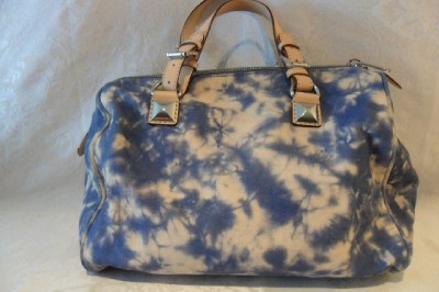 Leather Purse on Michael Kors Vanilla Blue Tye Dye Leather Grayson Satchel Ebay