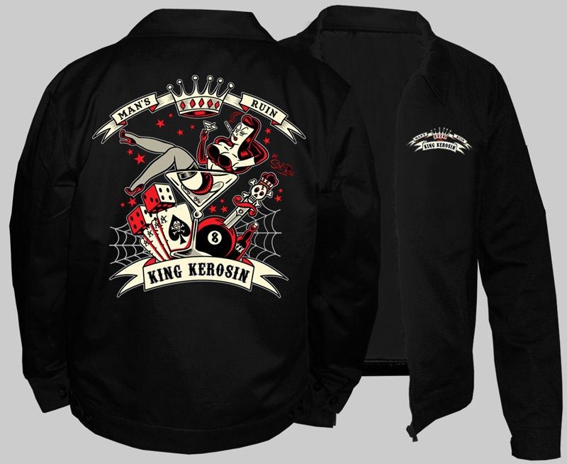 MENS ROCKABILLY JACKET KUSTOM KULTURE TATTOO RETRO VINTAGE CHINO PINUP