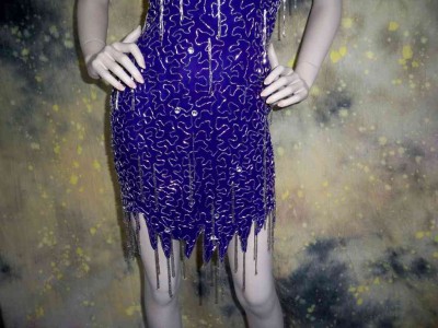 Sexy Flapper Dress on Vtg 80s Sexy Flapper Sequin Blue Silk Trophy Dress 4 Ebay