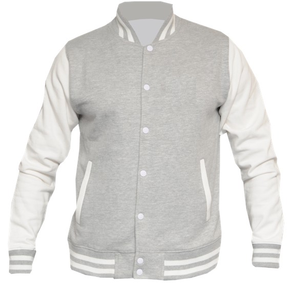 Unisex Plain Letterman Varsity Baseball Jacket Grey Top | eBay