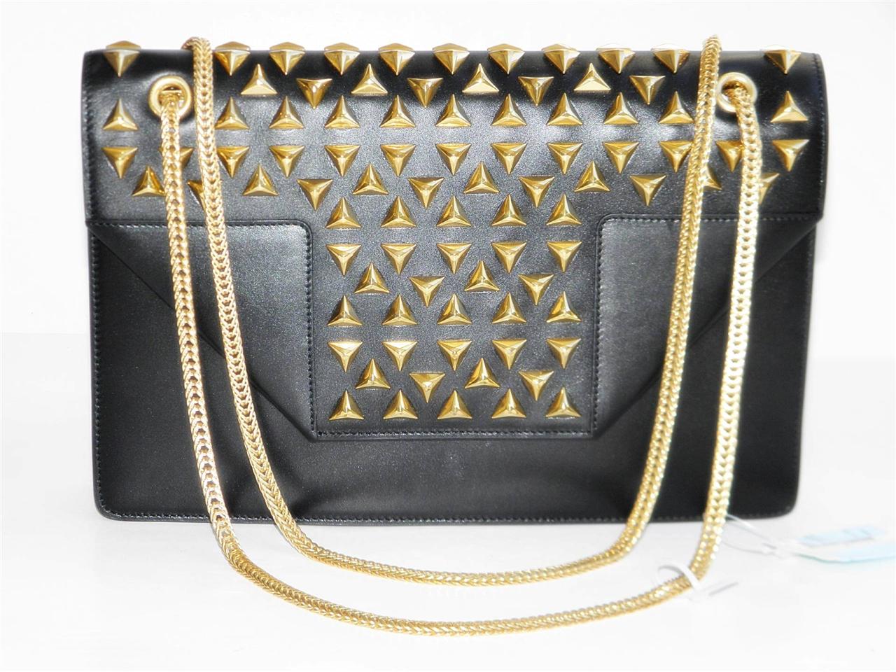 YSL SAINT LAURENT Black Leather Betty Studded Chain Shoulder Bag Handbag | eBay