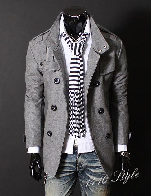Men's Double Breasted Wool Half Trench Slim Winter Coat Casual Autumn Jackets | eBay