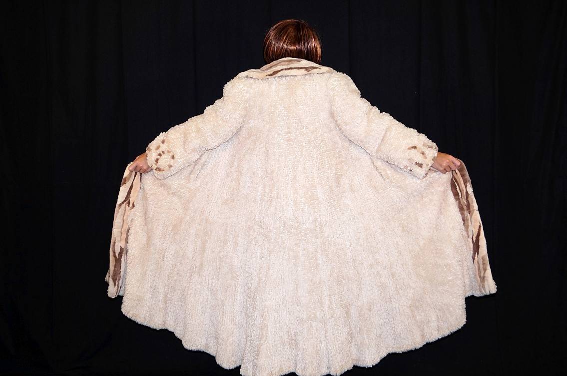 Paula Lishman Swing white knit Sheared beaver  fur coat jacket 112" sweep - Bild 1 von 1