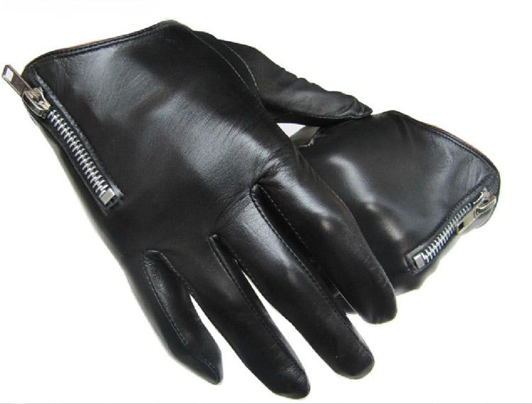 Man's Short Side Zipper Top Quality Goat Leather Black Motor Everyday