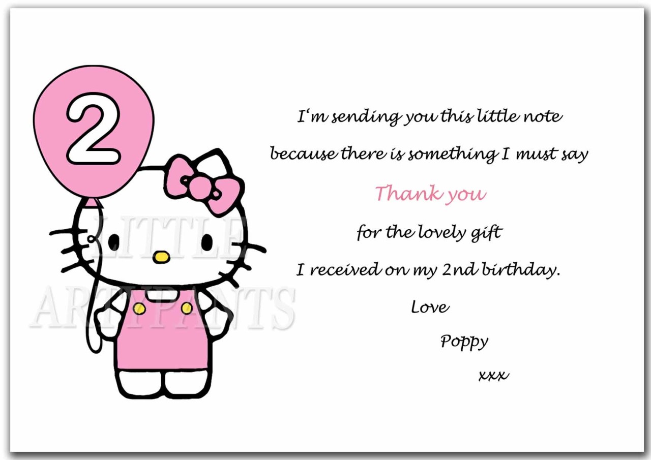 PERSONALISED HELLO KITTY THANK YOU CARDS 1 2 3 4 5 + ANY AGE WITH VERSE eBay