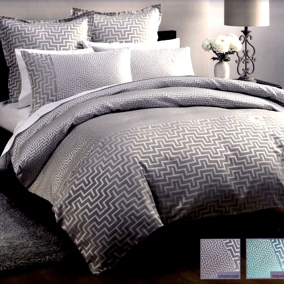 JacquardSilk HARRINGTON Charcoal Grey Silver QUEEN Quilt Doona Duvet