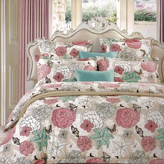 HADLEY Beige Grey White Pink Aqua Brown QUEEN Quilt Doona Duvet Cover