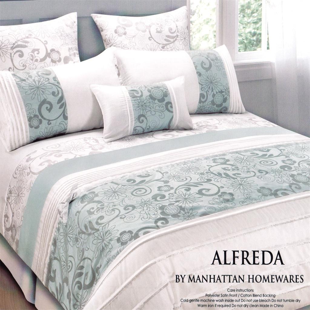 ALFREDA DuckEgg Blue White QUEEN*KING*SUPER KING Quilt Doona Duvet