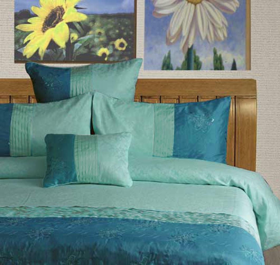 BELLA Aqua Turquoise SeaGreen FauxSilk QUEEN*KING Quilt Donna Duvet